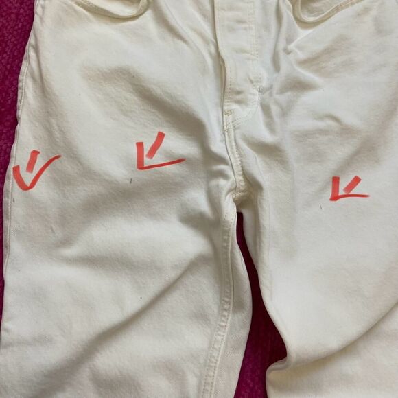 Re/Done 90’s High Rise Ankle Crop Jeans Vintage White Size 26 - Picture 13 of 14